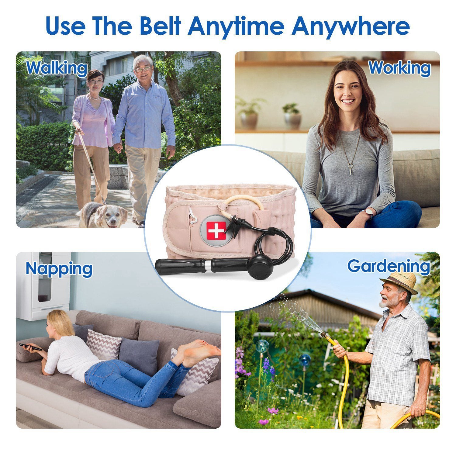 1Pc Decompression Back Belt Lumbar Spine Support Lower Back Air Traction Device With Extension Pad For Men Women Pain Relief Fit For All Waist - DropOnline.co