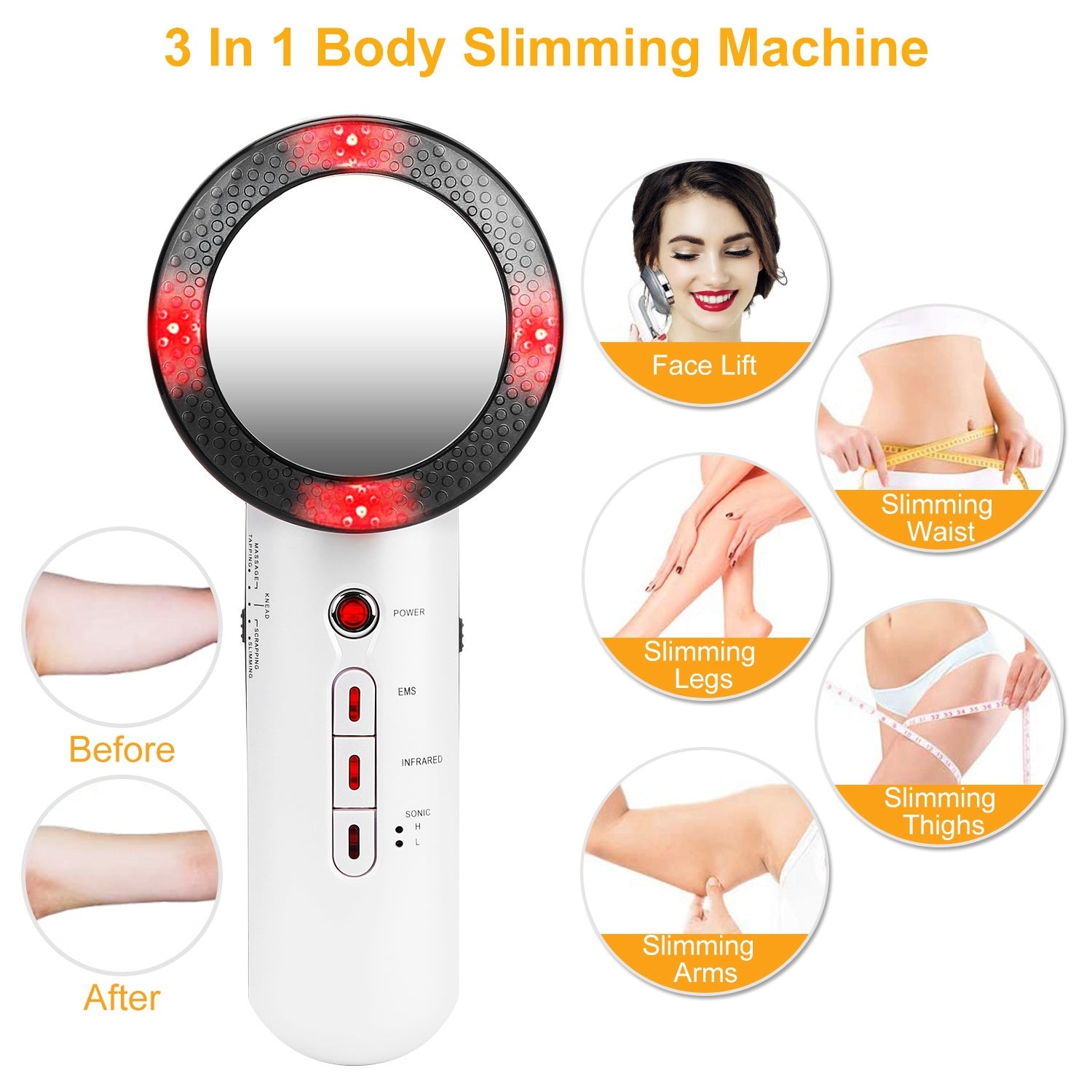 1Pc Ultrasonic Body Shaping Machine 3 In 1 Multifunctional EMS Infrared Massager Fat Remover For Belly Waist Leg Arm Skincare - DropOnline.co