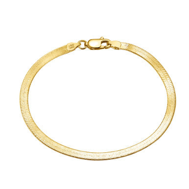 S925 Sterling Silver Bracelet Flat Snake Bone - DropOnline.co