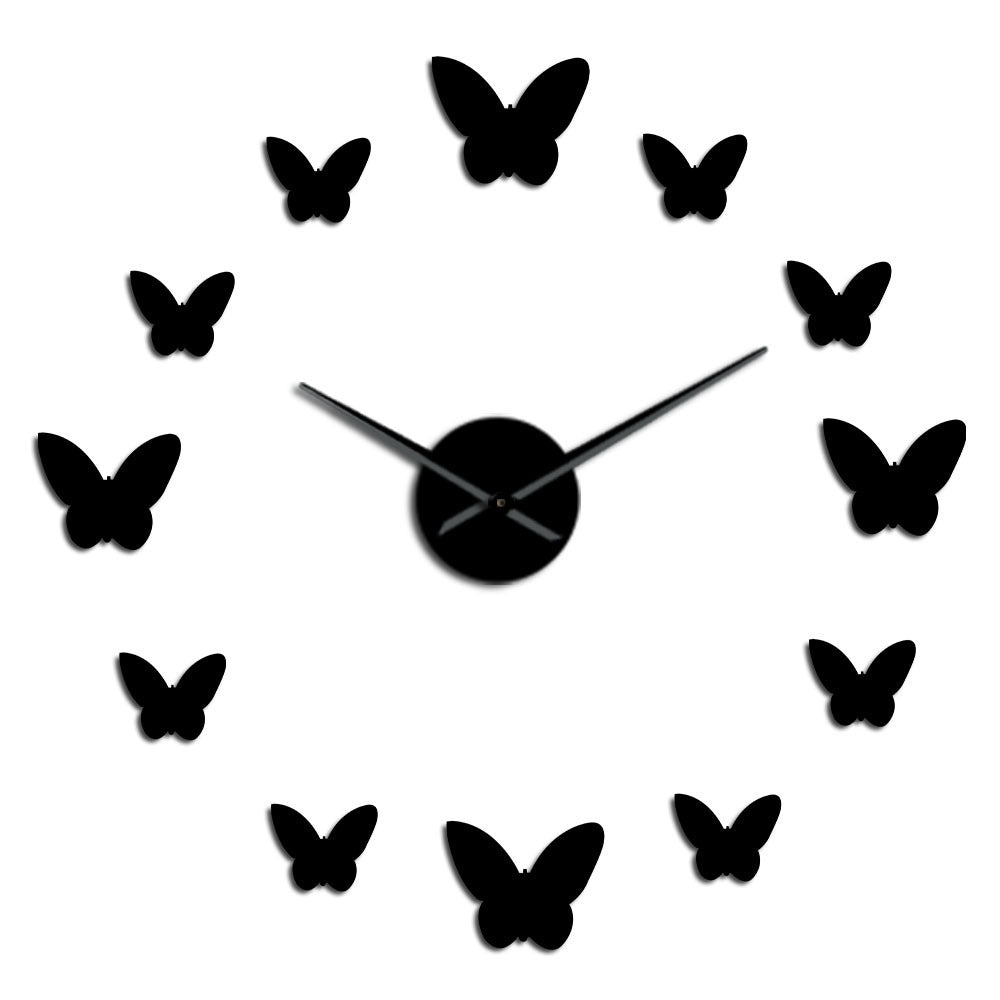 3D Mirror Wall Clock Butterfly Living Room Bedroom Home Decor Big Clock Time - DropOnline.co