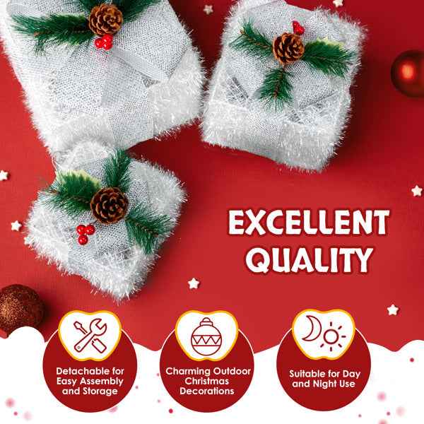 White Christmas Lighting Gift Box - Illuminated Holiday Decoration - DropOnline.co