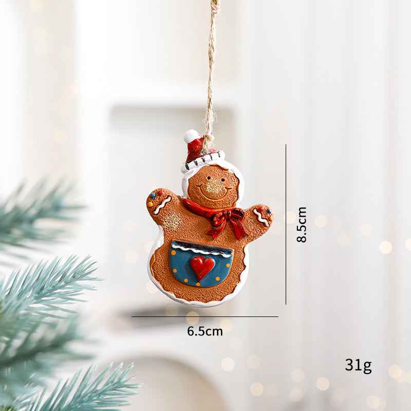Christmas Resin Character Pendants - Santa Snowman Gingerbread Man Ornaments - DropOnline.co