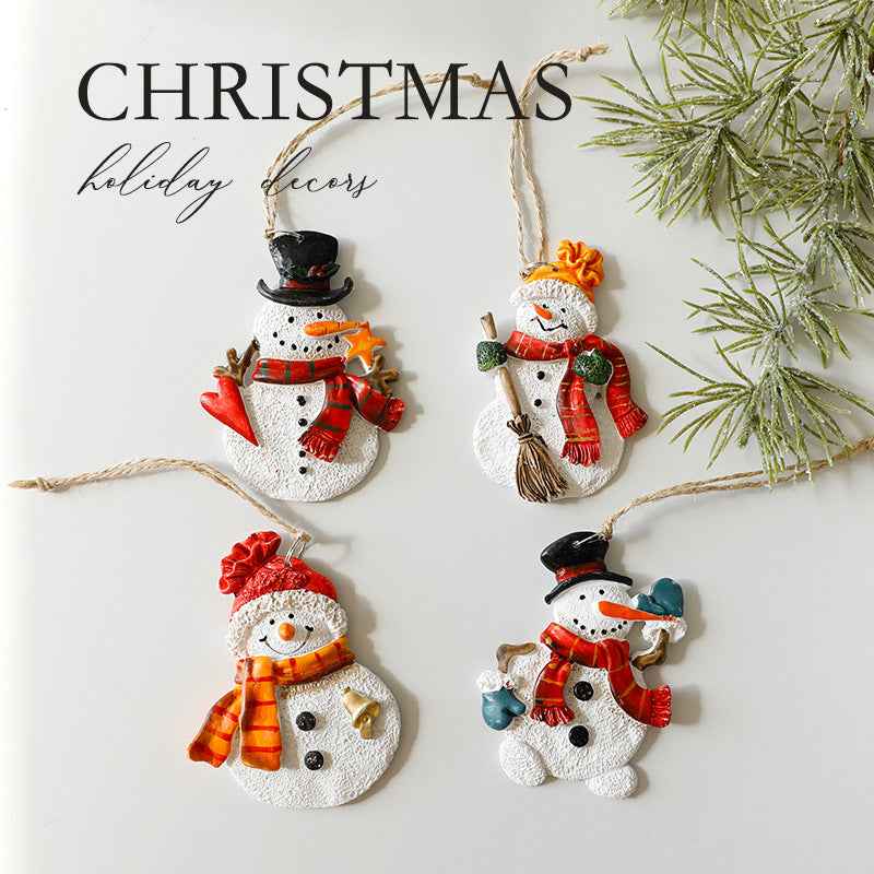 Christmas Resin Character Pendants - Santa Snowman Gingerbread Man Ornaments - DropOnline.co
