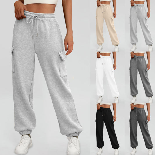 Women's Fleece-Lined Sweatpants - Baggy Athletic Jogger Trousers with Pockets - DropOnline.co