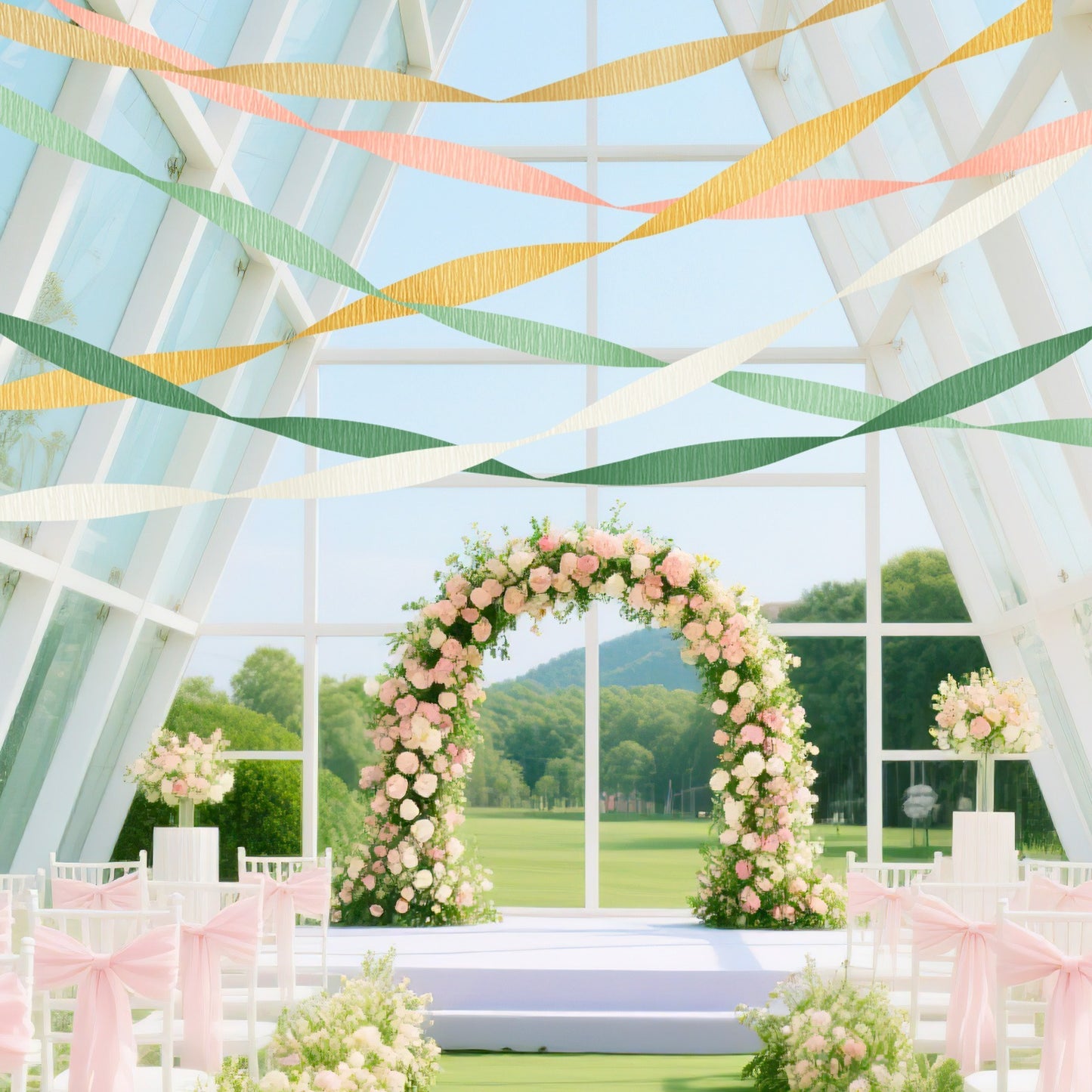 Wedding Party Crepe Paper Decorations, 6 Rolls Crepe Paper Streamers In Olive Green Brown Dark Green Gold Peach White Streamers For Bridal Wedding Birthday Shower Party Decor-Clearance - DropOnline.co