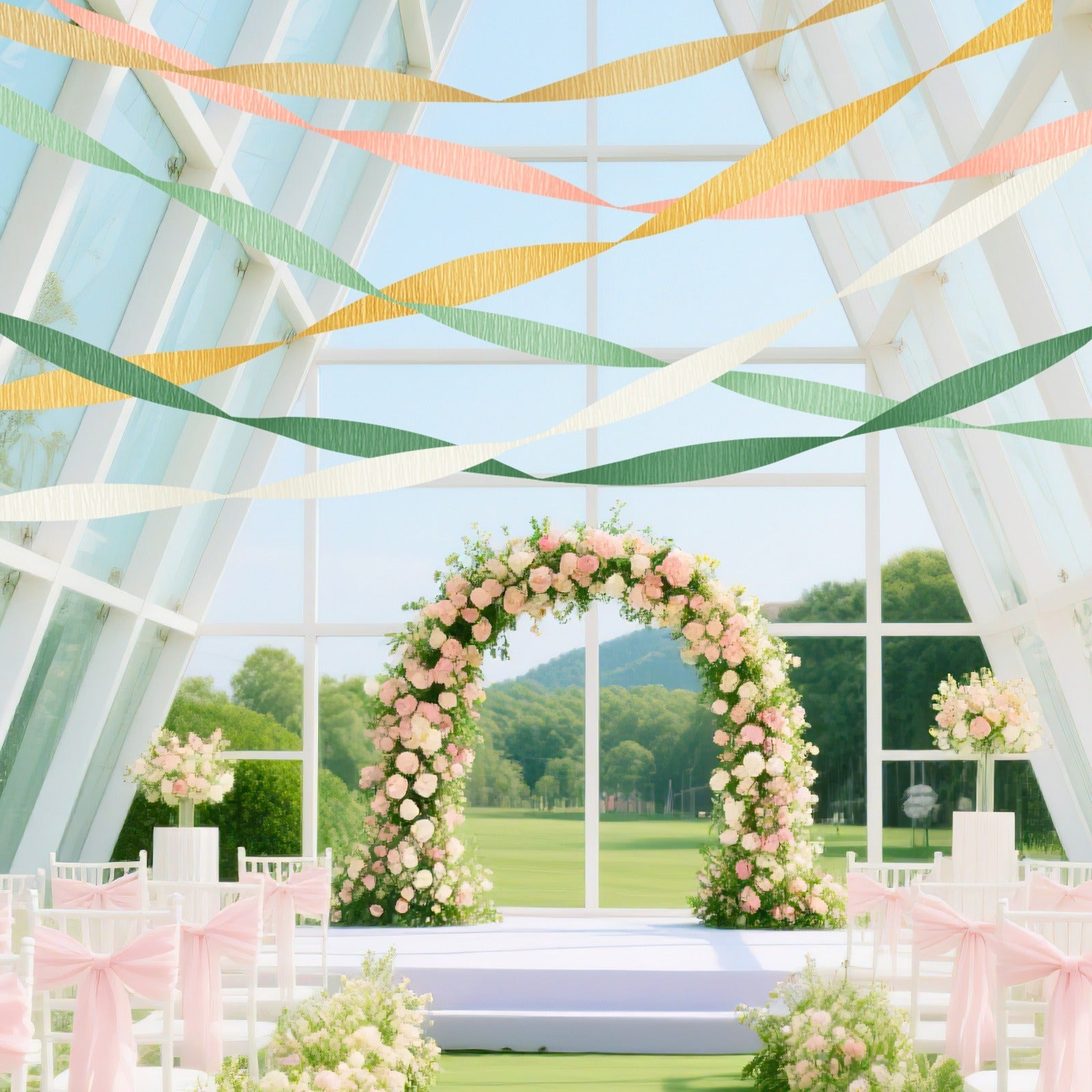 Wedding Party Crepe Paper Decorations, 6 Rolls Crepe Paper Streamers In Olive Green Brown Dark Green Gold Peach White Streamers For Bridal Wedding Birthday Shower Party Decor-Clearance - DropOnline.co