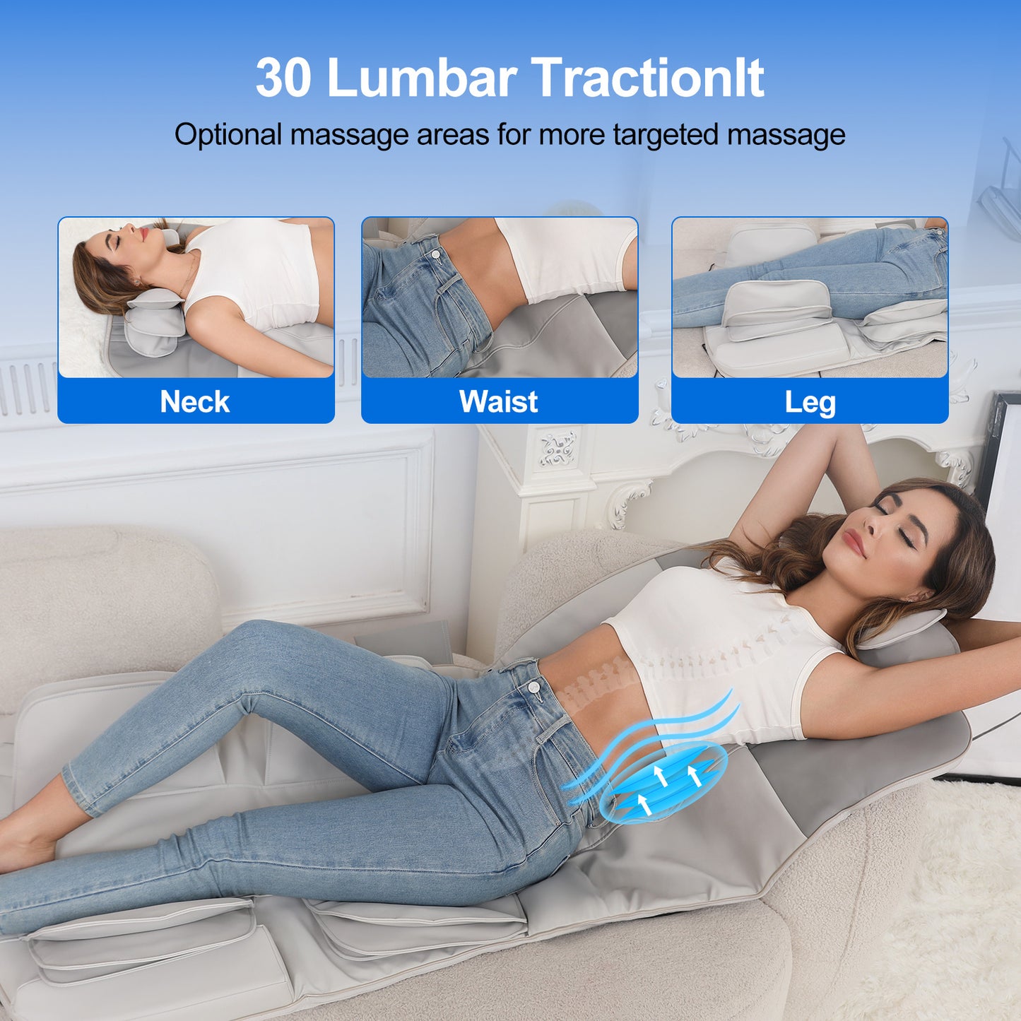 Detachable Smart Massage Mattress,Independent Lumbar And Back Heat Therapy,Overload Automatic Protection,Removable And Washable - DropOnline.co