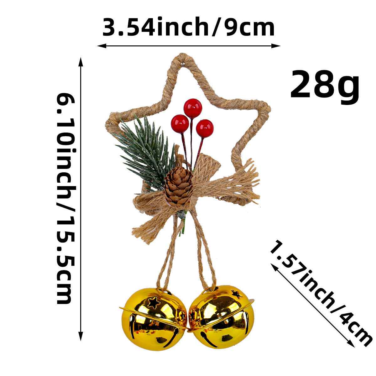 Christmas Five-Pointed Star Bell Pendant - Festive Accessories Ornament (3 Colors) - DropOnline.co