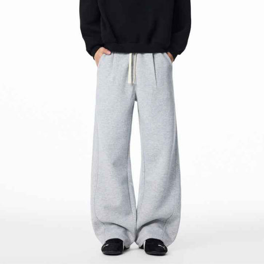 Loose Casual Fleece-lined Sweatpants For Autumn And Winter Straight-leg Sports
