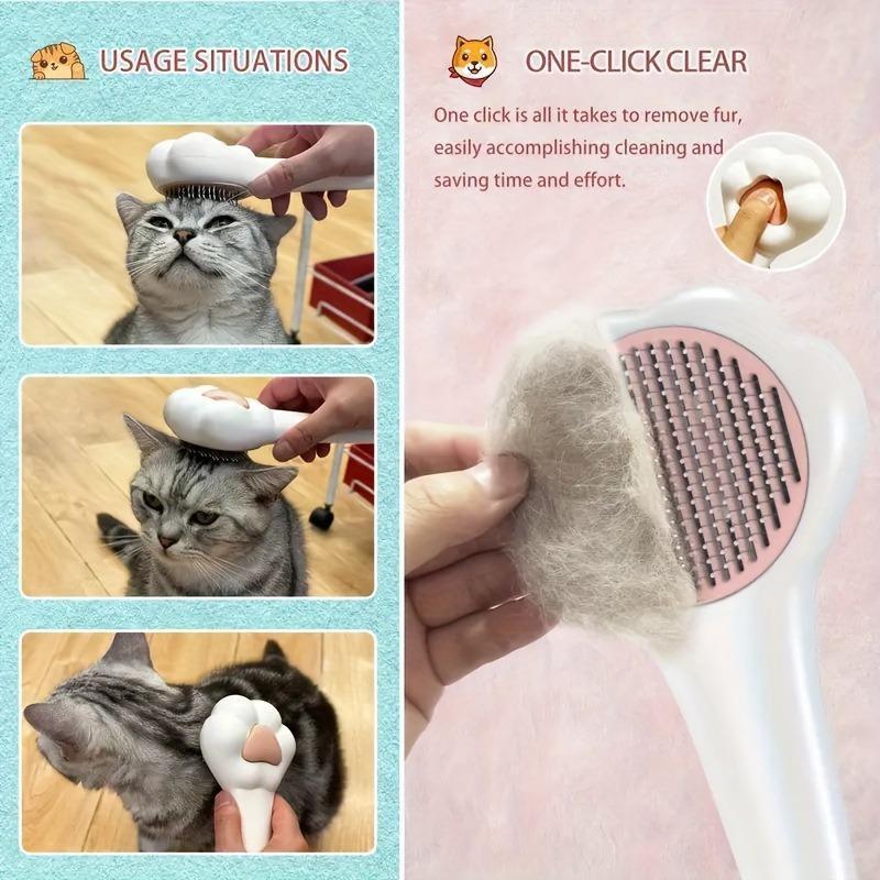 Pet Massage Hair Removal Comb - Paw Shaped Grooming Brush for Dogs & Cats Shedding Control - DropOnline.co
