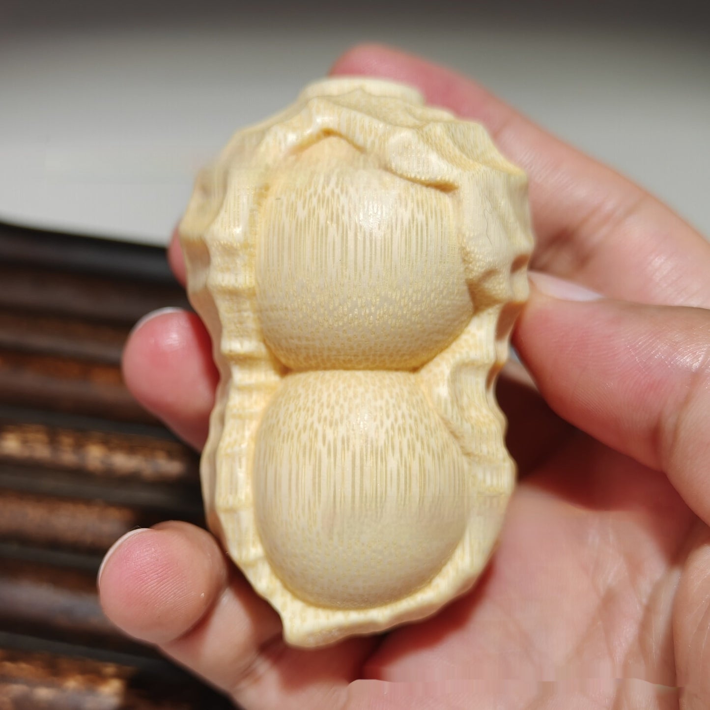 Crafts Pure Natural Solid Bamboo Carving Peanut Ornaments - DropOnline.co