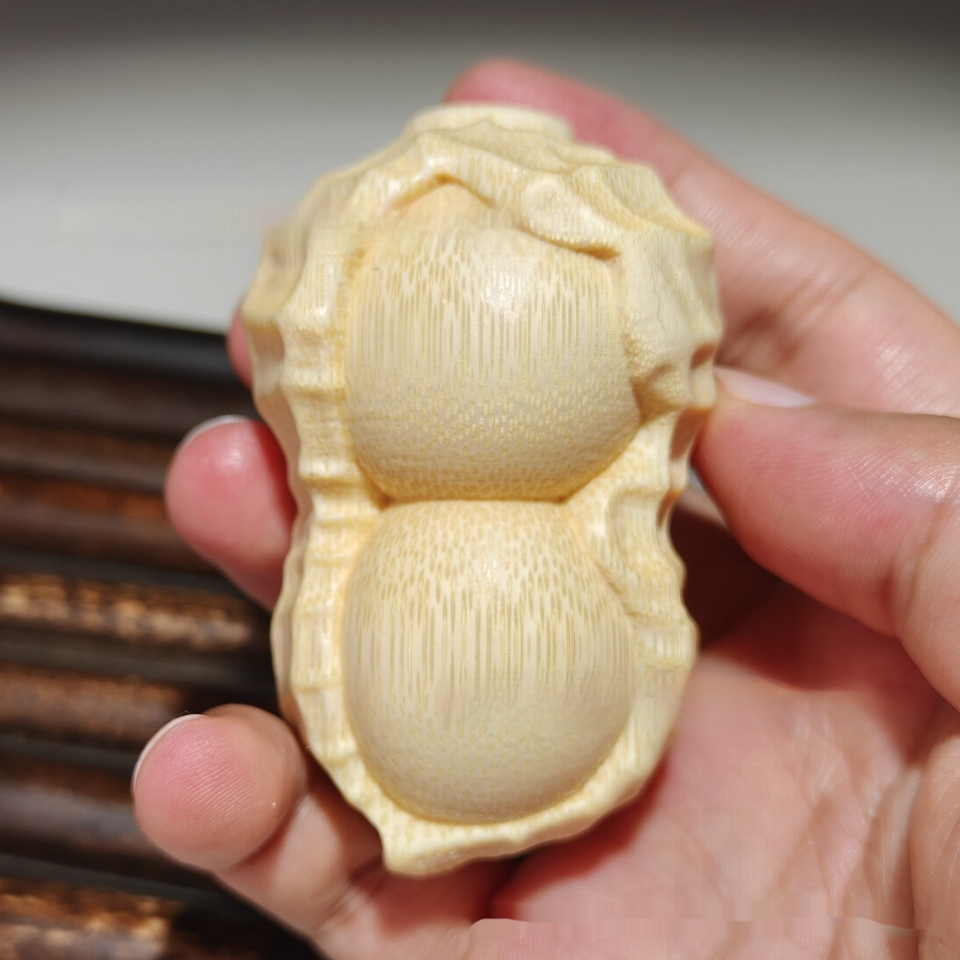 Crafts Pure Natural Solid Bamboo Carving Peanut Ornaments - DropOnline.co