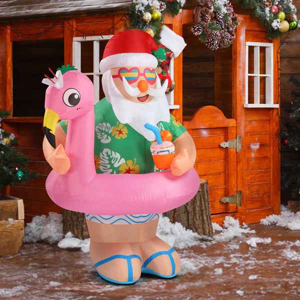 5.9ft Hawaiian Elderly Inflatable Christmas Decoration - 6 LED Lights - DropOnline.co