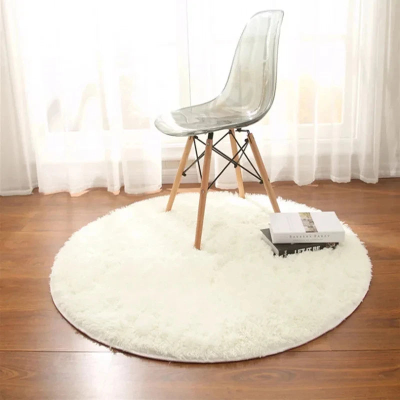 Super Soft Plush Round Rug Mat Fluffy White Carpets For Living Room Home Decor Bedroom Kid Room Decoration Salon Thick Pile Rug - DropOnline.co
