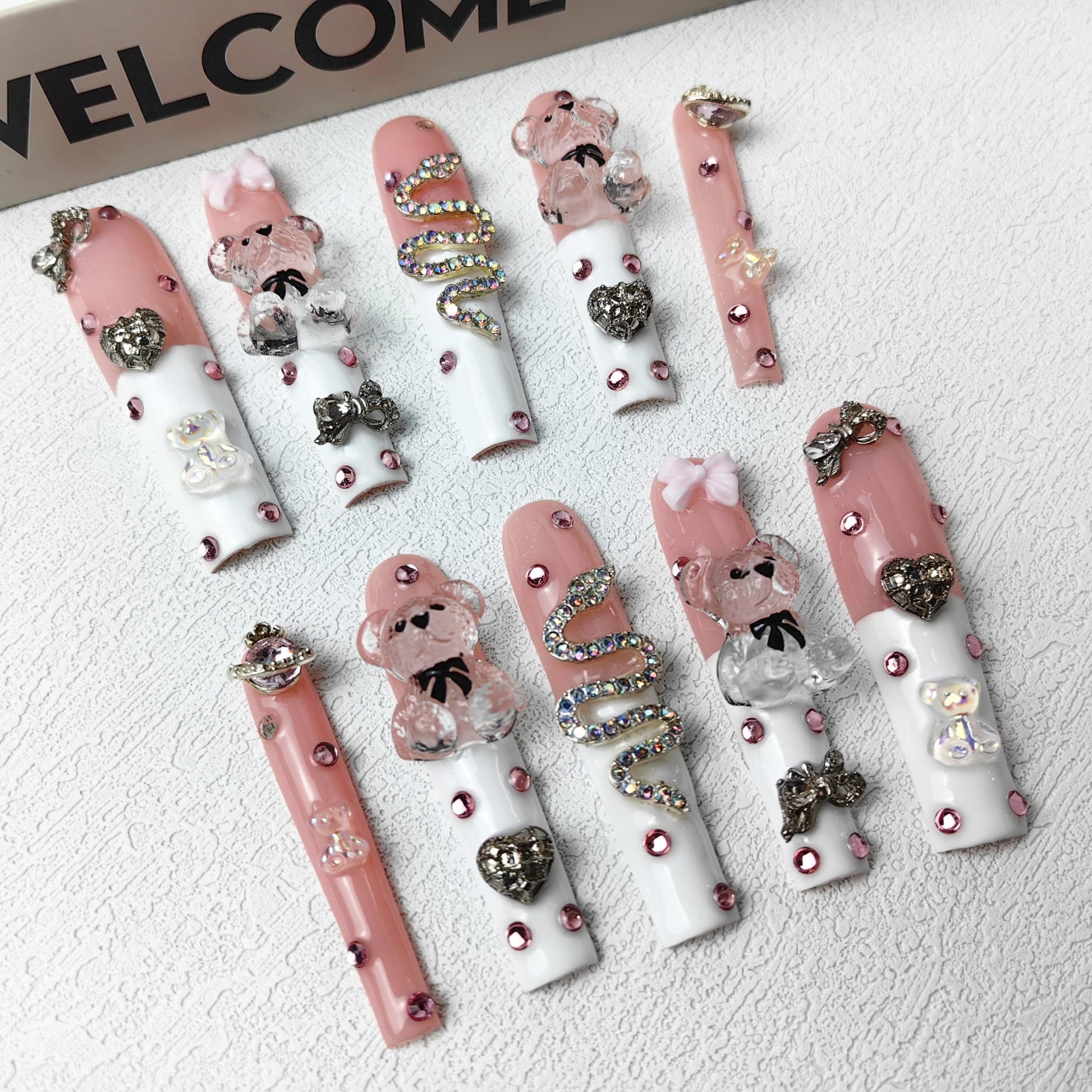 GGddsha 2024 New PMMA Acrylic Press On Nails StunningBling Nails, Rhinestone Fake Nails, Glitter Rhinestone NailsGradient  Fake NailsEnchanted Duo - DropOnline.co