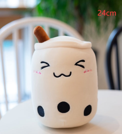 Boba Tea Plush Toy - Cute Strawberry Milk Tea Stuffed Animal Pillow Cushion for Kids - DropOnline.co