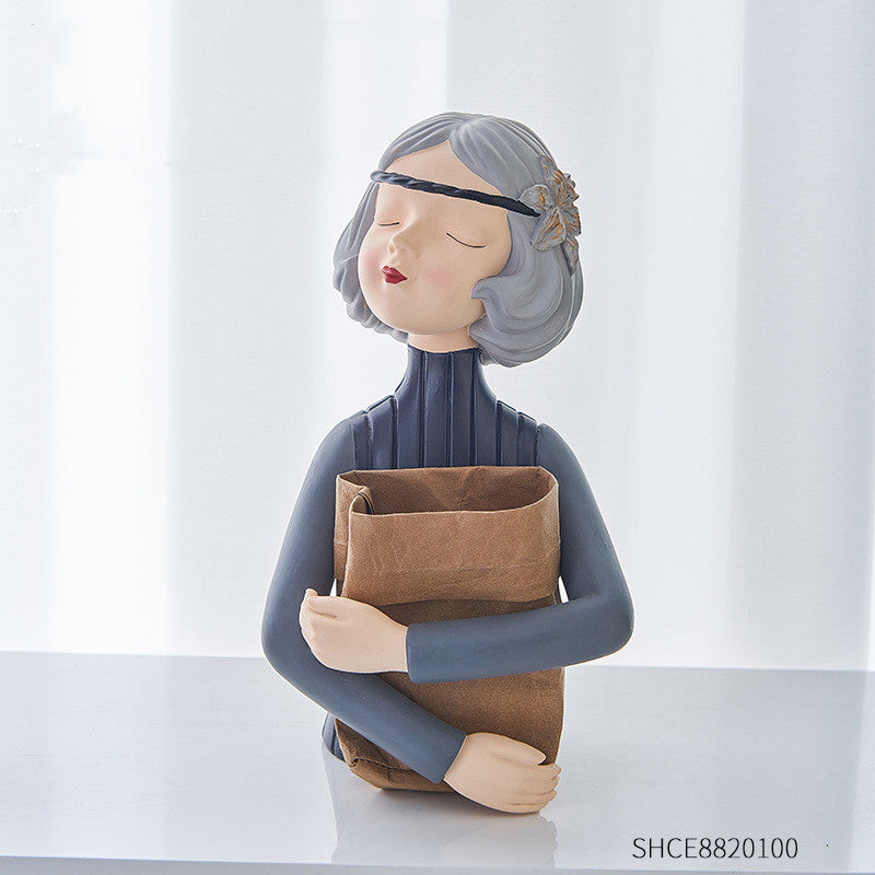 Home Decor Girl Figurine Resin Sculpture Abstract Art Room Decor Nordic Decoration Home Living Room Decoration Accessories Gifts - DropOnline.co