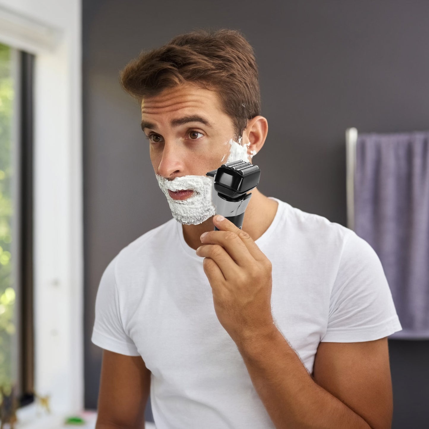 Electric Foil Face Shaver 5-Blade Electric Razor For Men Wet & Dry Jawline Beard Trimmer Precision Sideburn Shavers IPX6 Waterproof With LED Display Cleaning Brushes - DropOnline.co