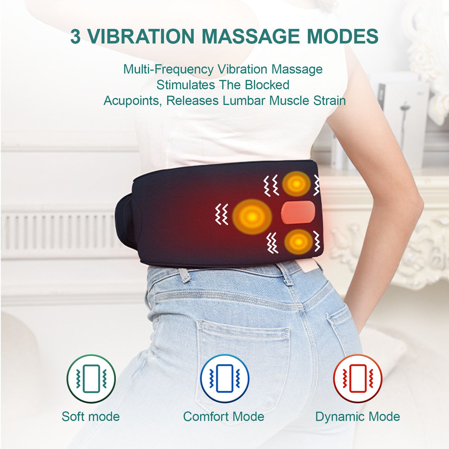 Smart Auto-Adjusting Heating Massager For Back Pain Relief, 4 Vibrations, 3 Modes, 3 Heat Levels, USB Rechargeable - DropOnline.co