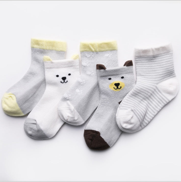 Children's Cotton Socks 5-Pack - Breathable Summer Socks for Boys & Girls - DropOnline.co