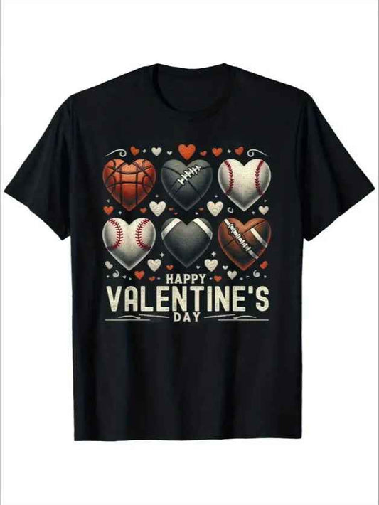 Love Valentine's Day Couple T-Shirt - Fashion Casual Christmas Short Sleeve Tee