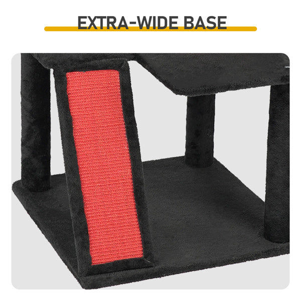 Gothic Cat Tree, Halloween Cat Tower Cat Tree With Spacious Cat Condo, Brach Shaped Scratching Post, Scratching Ladder, Spider Toy For Indoor Cats, Red & Black - DropOnline.co