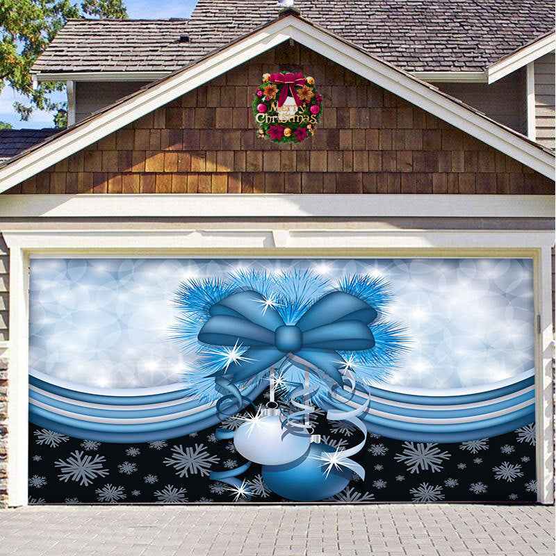 Christmas Garage Door Cover - Polyester Background Hanging Cloth Holiday Party Decoration - DropOnline.co