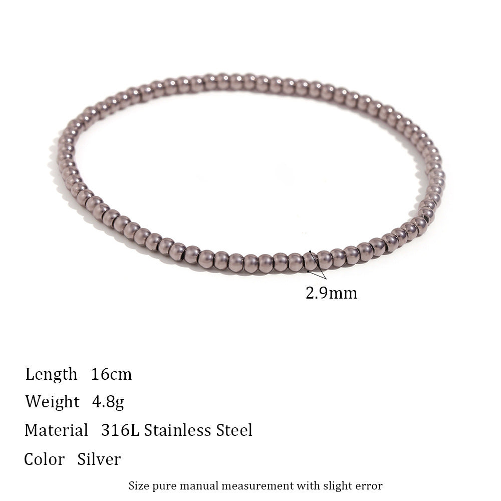 Niche Vintage Stainless Steel Plated 18K Elastic Bead Bracelet - DropOnline.co
