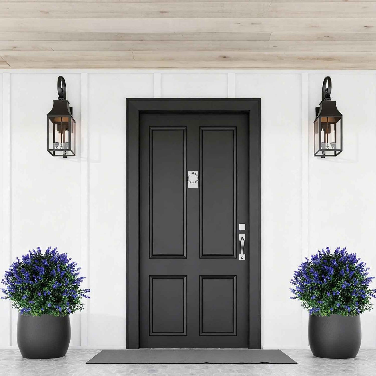 2 Packs Artificial Lavender Topiary Ball Trees - UV Resistant with Ground Spike - DropOnline.co