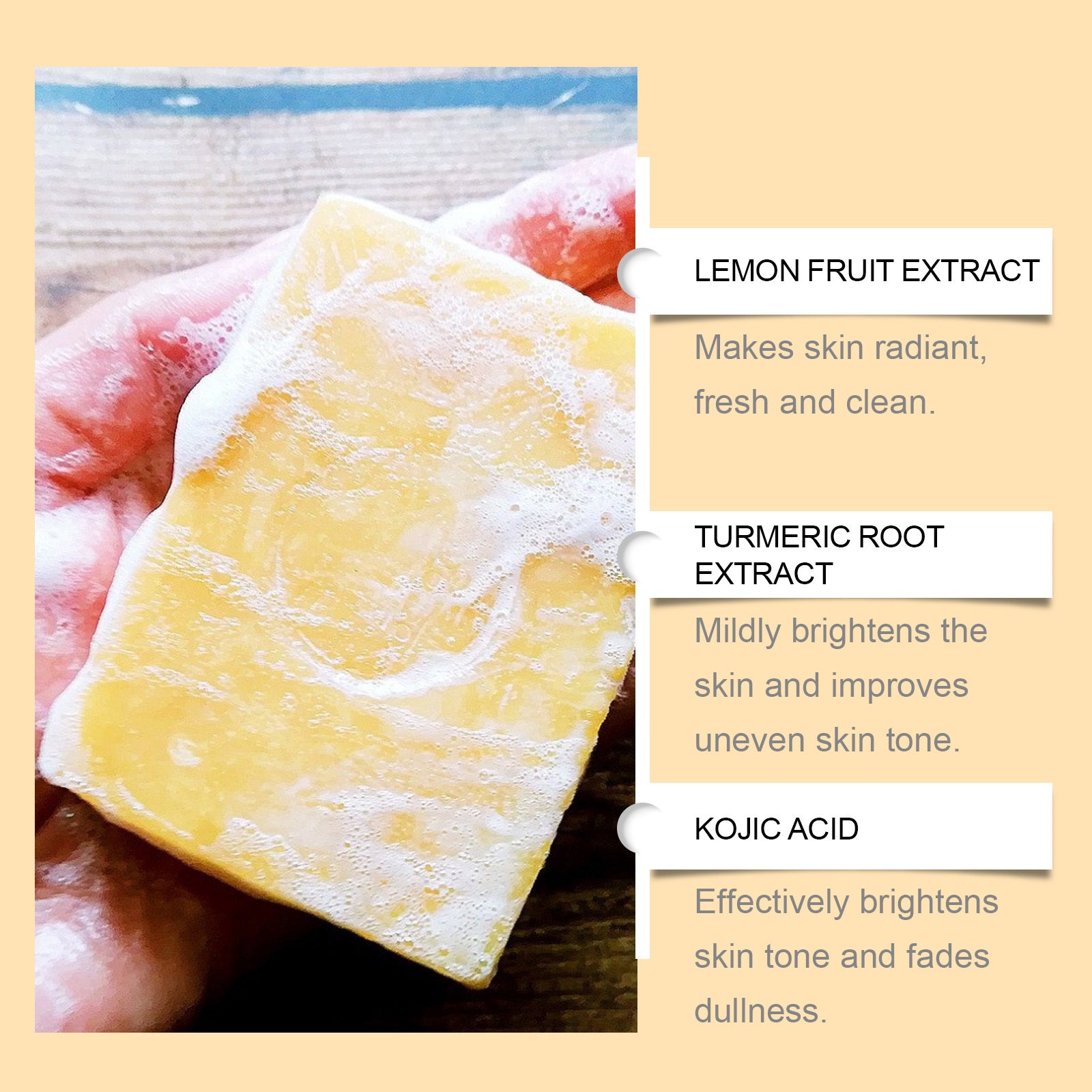 Lemon Turmeric Brightening Soap Gently Cleanses The Skin, Moisturizes, Hydrates And Replenishes Water. It Is A Facial And Body Care Soap - DropOnline.co