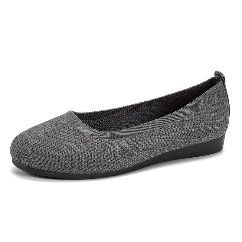 Round Toe Flats Shoes Casual Comfortable Soft Slip On Knit Mesh Shoes For Women - DropOnline.co