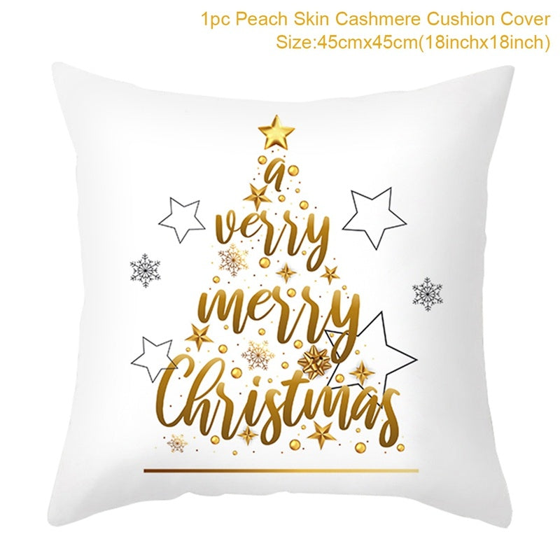 Christmas Printed Throw Pillow Cushion Cover - Festive Linen Holiday Decoration for Home - DropOnline.co