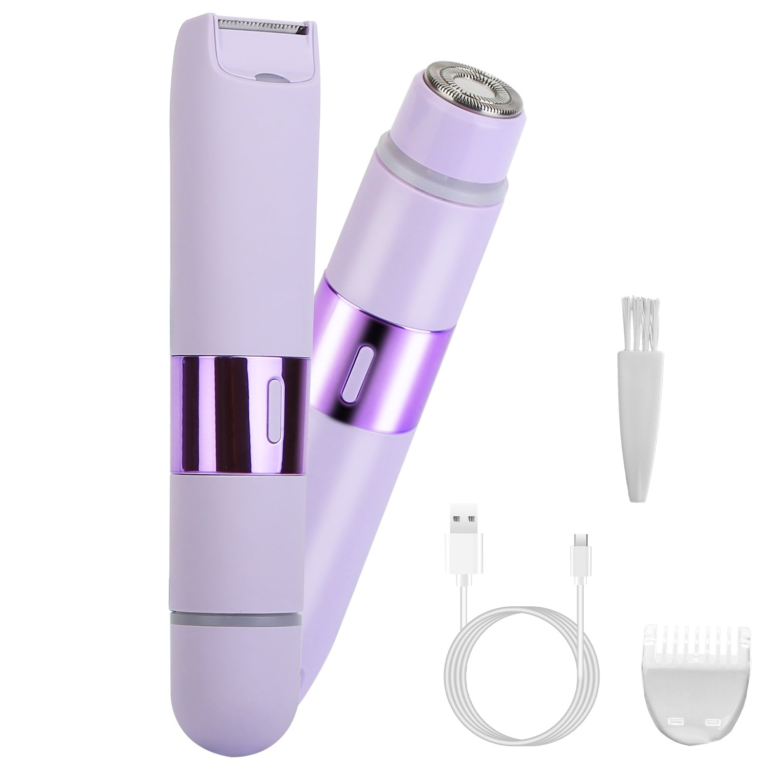 1Pc 2 In 1 Bikini Trimmer For Women Dual Head Cordless Body Shaver IPX5 Waterproof Rechargeable Pubic Hair Razor Wet And Dry Use For Bikini Underarm Leg Arm Body Face - DropOnline.co