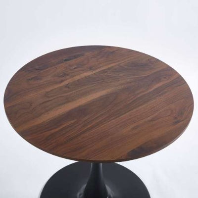 31.5 BLACK AND WALNUT Tulip Table Mid-century Dining Table For 2-4 People With Round Mdf Table Top, Pedestal Dining Table, End Table Leisure Coffee Table - DropOnline.co