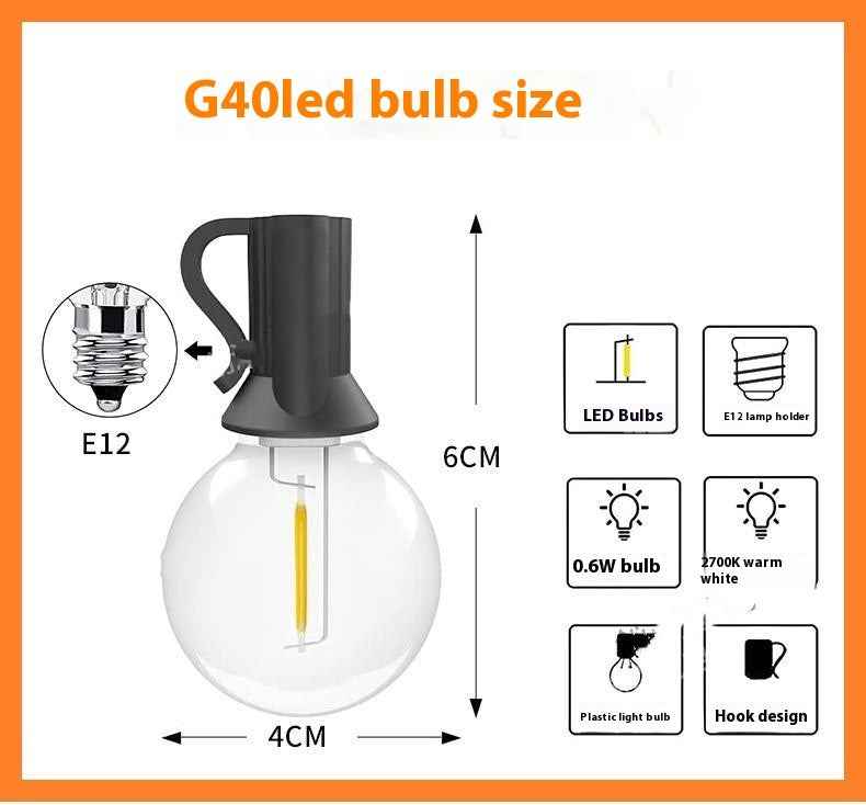 Outdoor G40 Globe String Lights - Waterproof Festival LED Lamp for Patio & Garden - DropOnline.co