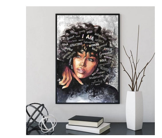 Black Woman Art Print Poster Room Home Decor Painting - DropOnline.co