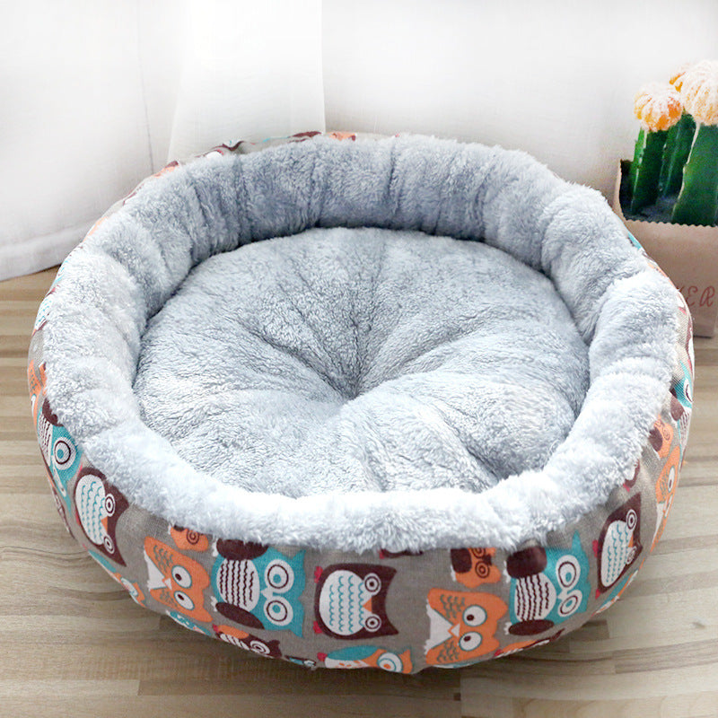 Dog and Cat Litter Bed - Round Cotton Padded Pet Cushion for Comfortable Sleep - DropOnline.co