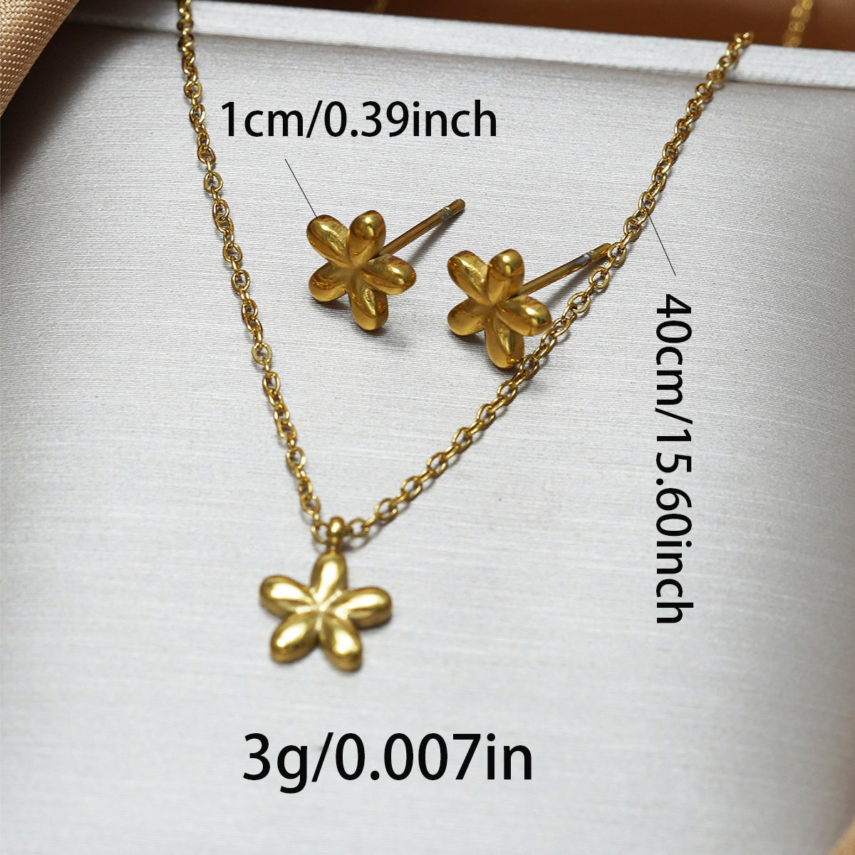 Lxalry 18K Gold Plated Stainless Steel Flower Pendant Necklace And Earrings Set For Women - Cute & Elegant Minimalist Jewelry For Summer, Gifts, Daily Wear, Birthday, And Anniversary - Waterproof & Hy - DropOnline.co