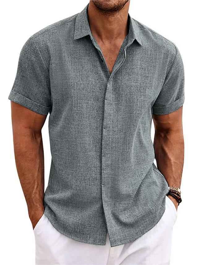 Men's Solid Color Loose Linen T-Shirt - Short Sleeve Casual Tee
