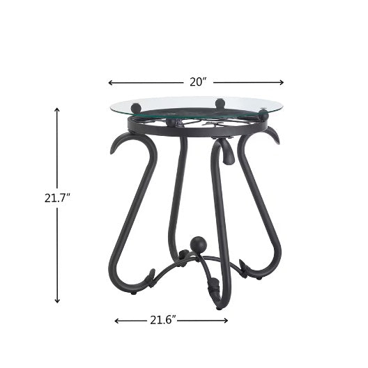 2 Piece Tempered Glass Finished Coffee Table Set With Decorative Coffee Table Round End Side Table - DropOnline.co