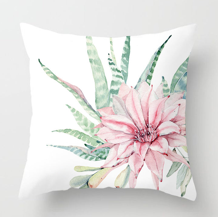 Watercolor Cactus Flowers Green Succulents Cushion Cover - DropOnline.co