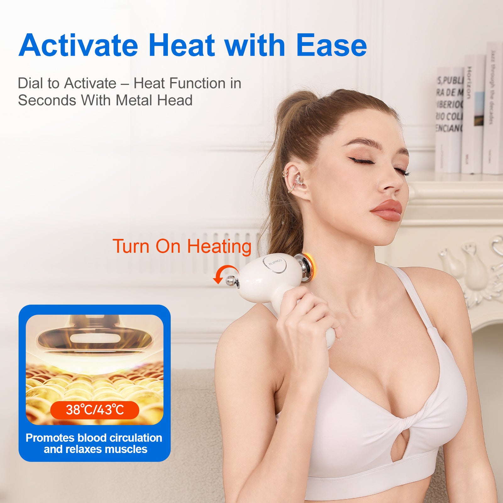 DRS-8120D Mini Massage Gun - Deep Tissue Percussion Massager With Heating Function, 5 Speed Levels, Portable Muscle Relaxation For Athletes & Recovery, USB Rechargeable - DropOnline.co