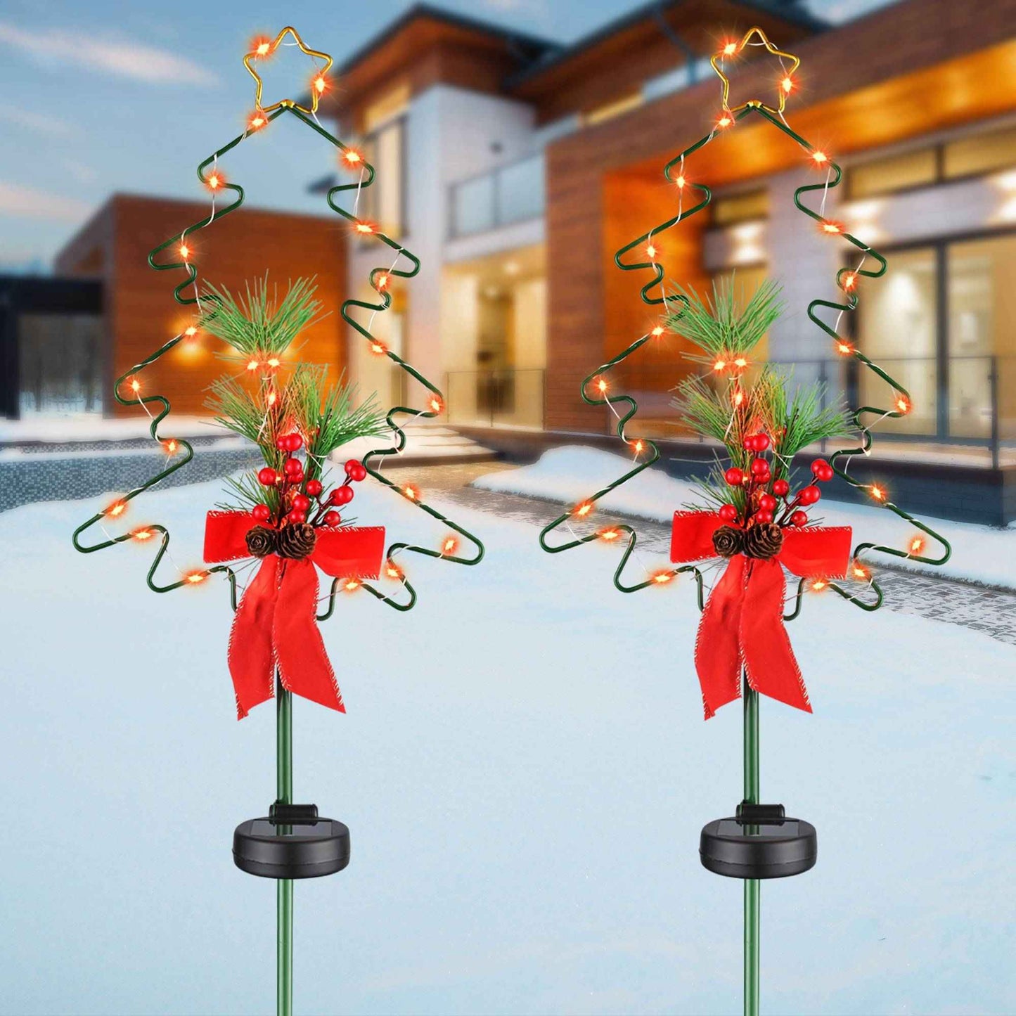 Christmas Tree Solar Stake Light - LED Outdoor Garden Pathway Decoration - DropOnline.co