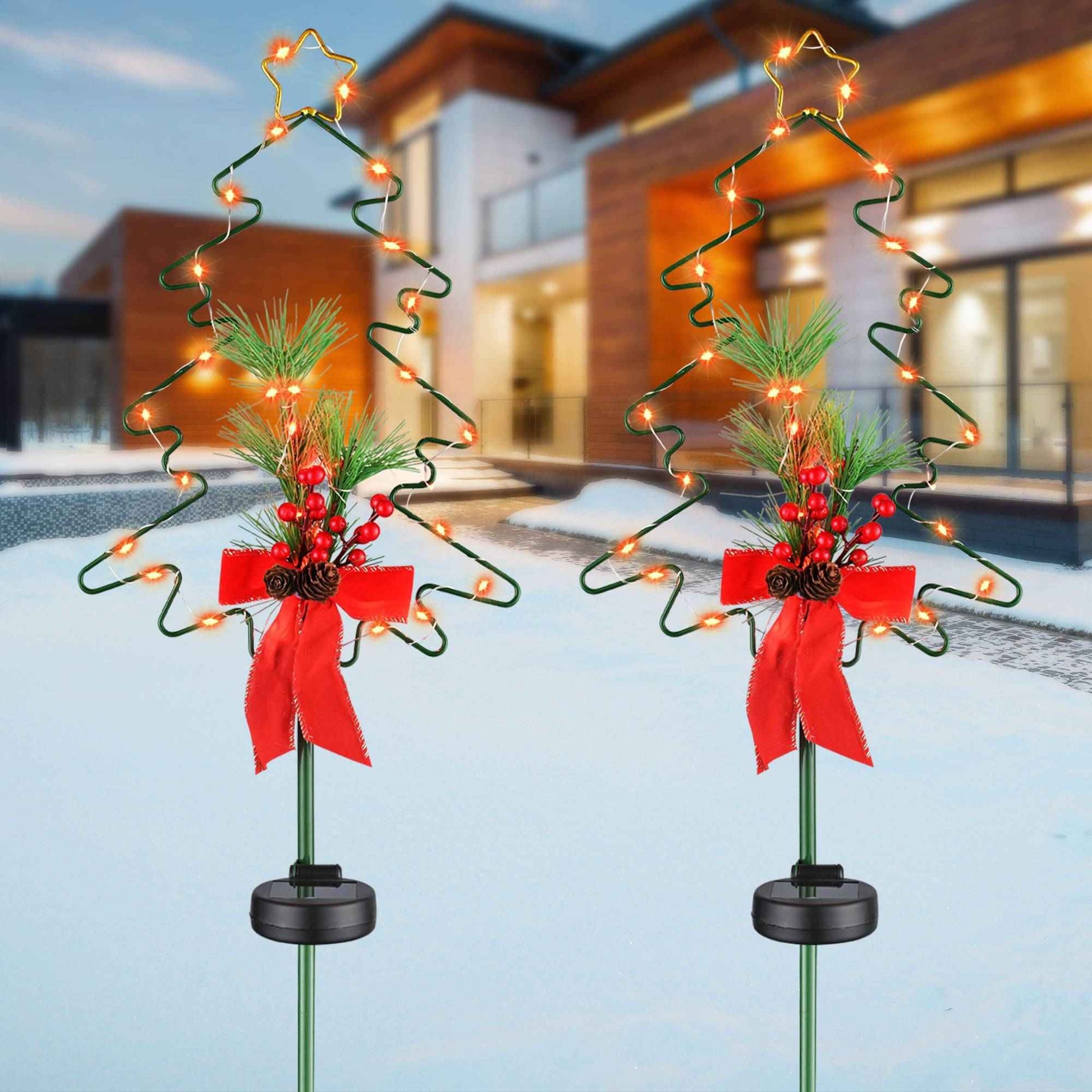 Christmas Tree Solar Stake Light - LED Outdoor Garden Pathway Decoration - DropOnline.co