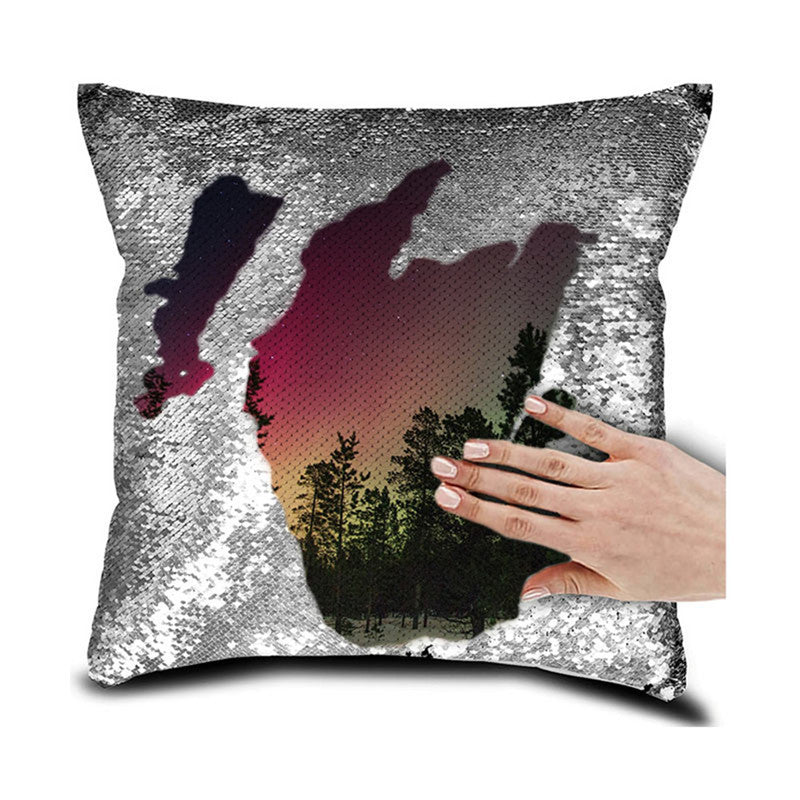 Personalised Photo Your Name Or Text Decorative Sequin Pillow Cushion Cover Reveal Magic Gift Mother Of The Bride Groom 16*16" - DropOnline.co