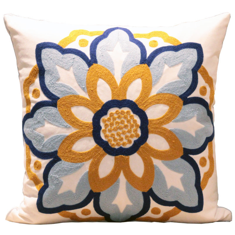 Embroidered Flower Nordic Fabric Sofa Cushion Cover - DropOnline.co