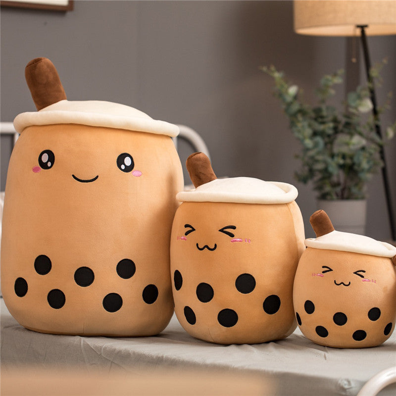 Boba Tea Plush Toy - Cute Strawberry Milk Tea Stuffed Animal Pillow Cushion for Kids - DropOnline.co