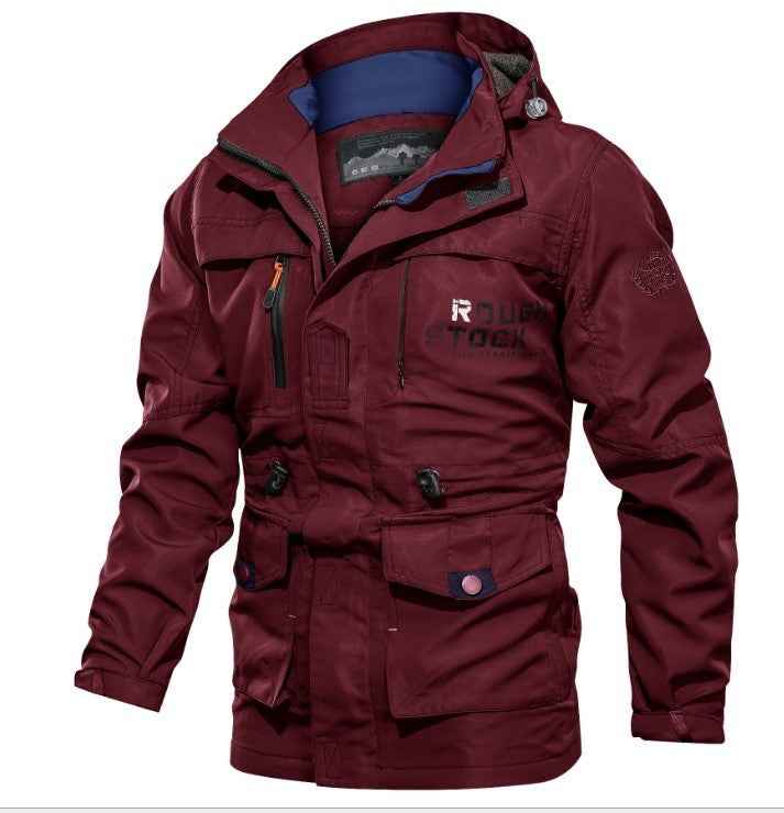 Men's Hooded Outdoor Jacket - Medium-Long Plus Size Casual Coat