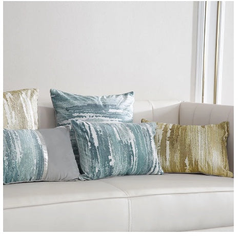 Light Luxury Sofa Cushion Living Room Nordic Velvet Printing Pillow Simple Modern Model Room Pillow Pillowcase - DropOnline.co