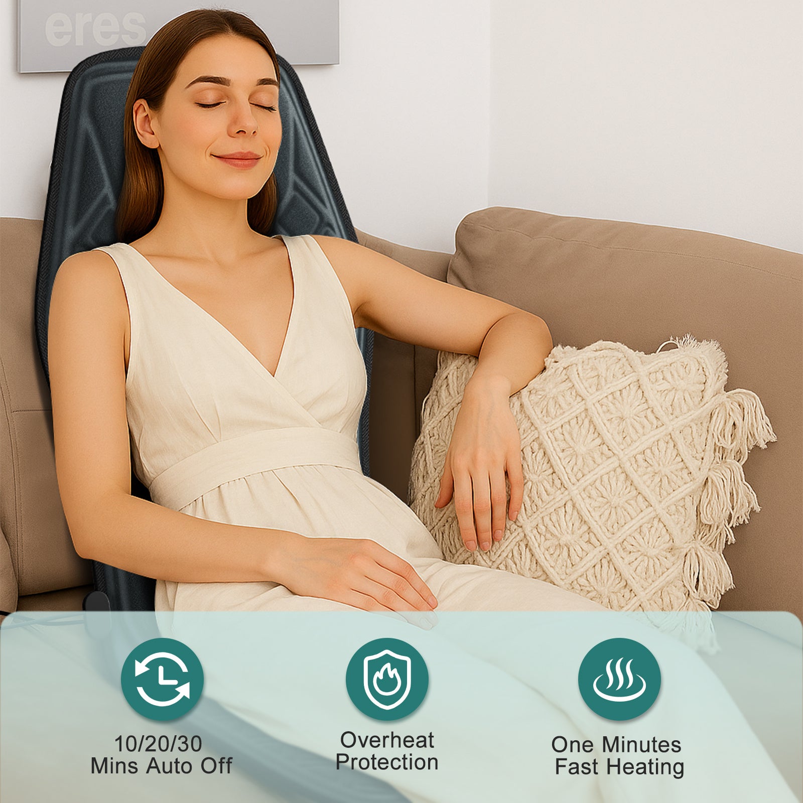 2025 New Model Massage Cushion, Neck And Back Kneading And Heating, 9 Levels Of Intensity,9 Modes, Home And Office Electric Massage Pad, Portable Multifunctional Massager, 10,20,30 Minutes Timer - DropOnline.co